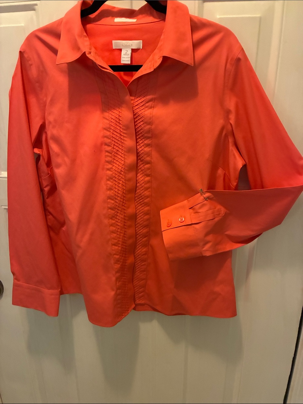 Chico's Coral Orange Cotton Button-Up Top